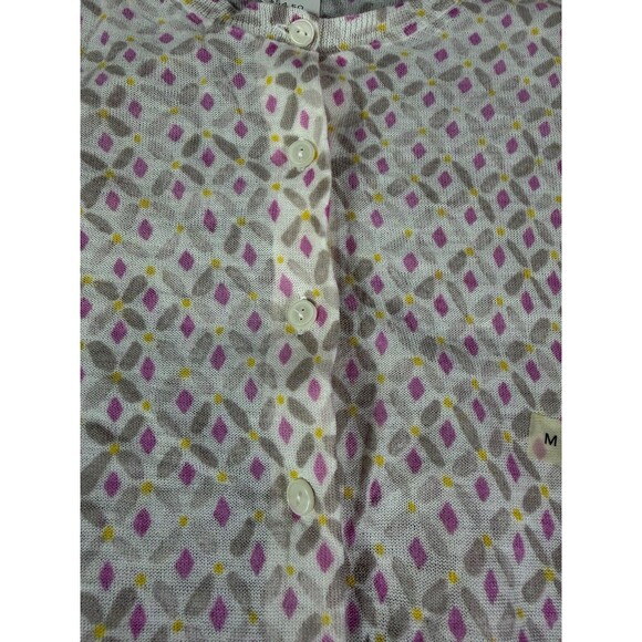 LOFT Ann Taylor Cardigan Sweater Medium M NWT Diamond Print Ramie Rayon White. - Picture 4 of 12